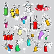 Graffiti characters icons set