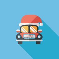 Christmas car flat icon with long shadow eps10 N7