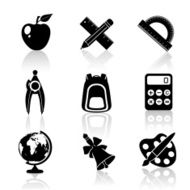 Black School Icons Set N2