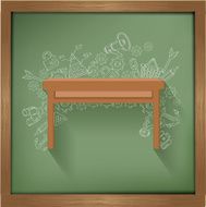 Desk design on blackboard background clean vector N2