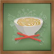 Noodle design on blackboard background clean vector