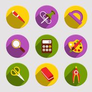 Flat School Icons Set N2