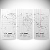 Set of vertical banners Gray Political World Map Vector N2