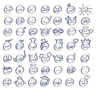 Hand drawn smiley faces emoticons