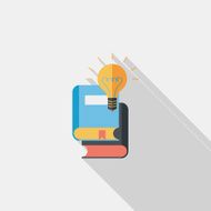 light bulb over books flat icon with long shadow eps10 N14