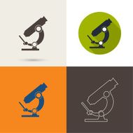 Vector icons with a microscope