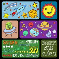 Solar system doodle banners Vector illustration N2