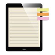 liner paper on tablet screen with notepad