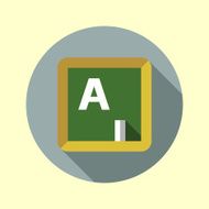 Blackboard with chalk icon Flat long shadow design