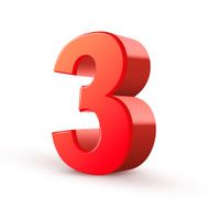 3d shiny red number 3 N2