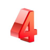 3d shiny red number 4 N3