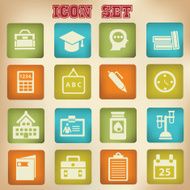 Education icons vintage style vector N2