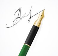 Vector Close up of a fountain pens and signature