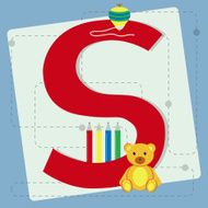 Letter &quot;s&quot; from stylized alphabet with children&#039;s toys N2