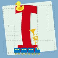 Letter &quot;i&quot; from stylized alphabet with children&#039;s toys N2