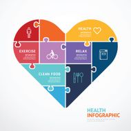 infographic Template with heart shape jigsaw banner concept