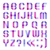 Spectral letters folded of paper ribbon-purple