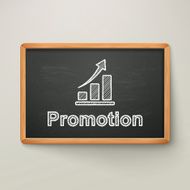 promotion on blackboard in wooden frame