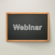 webinar on blackboard in wooden frame