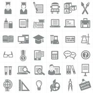 Education icon set Gray version vector N2