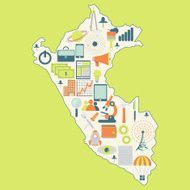 Map of Peru with technology icons