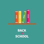 Book shelf with four books blue background Back to school N2