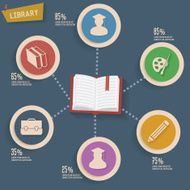 Library concept info graphic design dark version