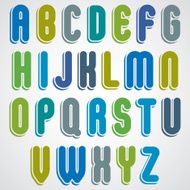 Vector rounded alphabet letters bold and condensed font