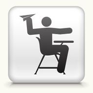 White Square Button with Misbehaving on School Desk N2