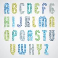 Bold condensed poster font with hand drawn curly lines pattern N3