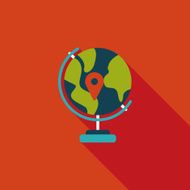 globe icon flat icon with long shadow N34
