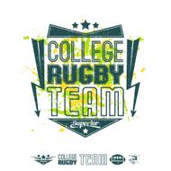Rugby emblem bright print and design elements
