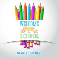 Welcome back to school hand-drawn greeting with color pencils N2
