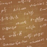 Physics formulas vector seamless pattern on brown blueprint Vector N2