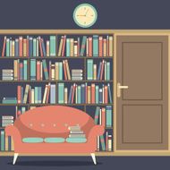 Reading Seat In Front Of A Huge Bookcase N17