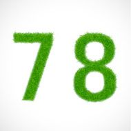 7 8 number with grass textured isolated white background vector