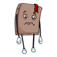 Vector Cartoon Character - Sad Lively Brown Book N2