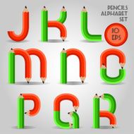 Alphabet in wooden pencil style red and green N3