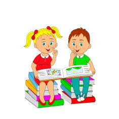 children a boy and girl reading book N2