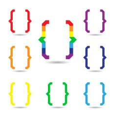 Curly Bracket icon set Colorful vector logo