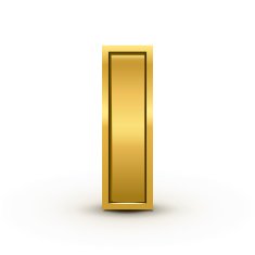 3d bright golden letter I