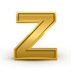 3d bright golden letter Z