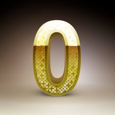 3d golden sequins number 0