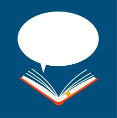 Opened book with speech bubble