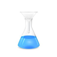 Chemical funnel set to a conical flask