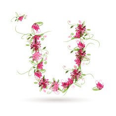 Floral letter U for your design