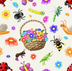 Cute cartoon insects pattern N2