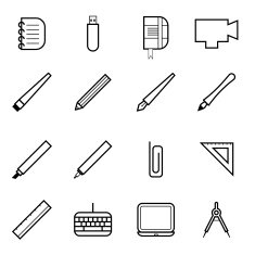 Stationary icons on white background vector illustration