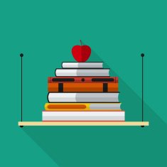 Flat bookshelf with long shadow Vector icon N2