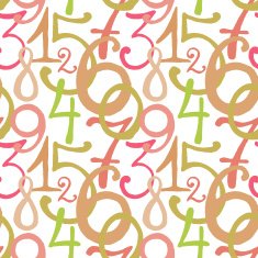 Seamless pattern with hand drawn painted numbers N5